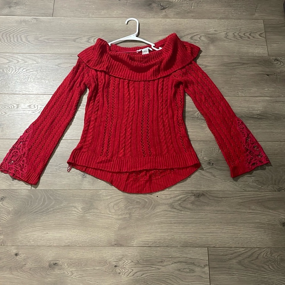 American rag live tuni wide turntleneck and croche sweater, size S